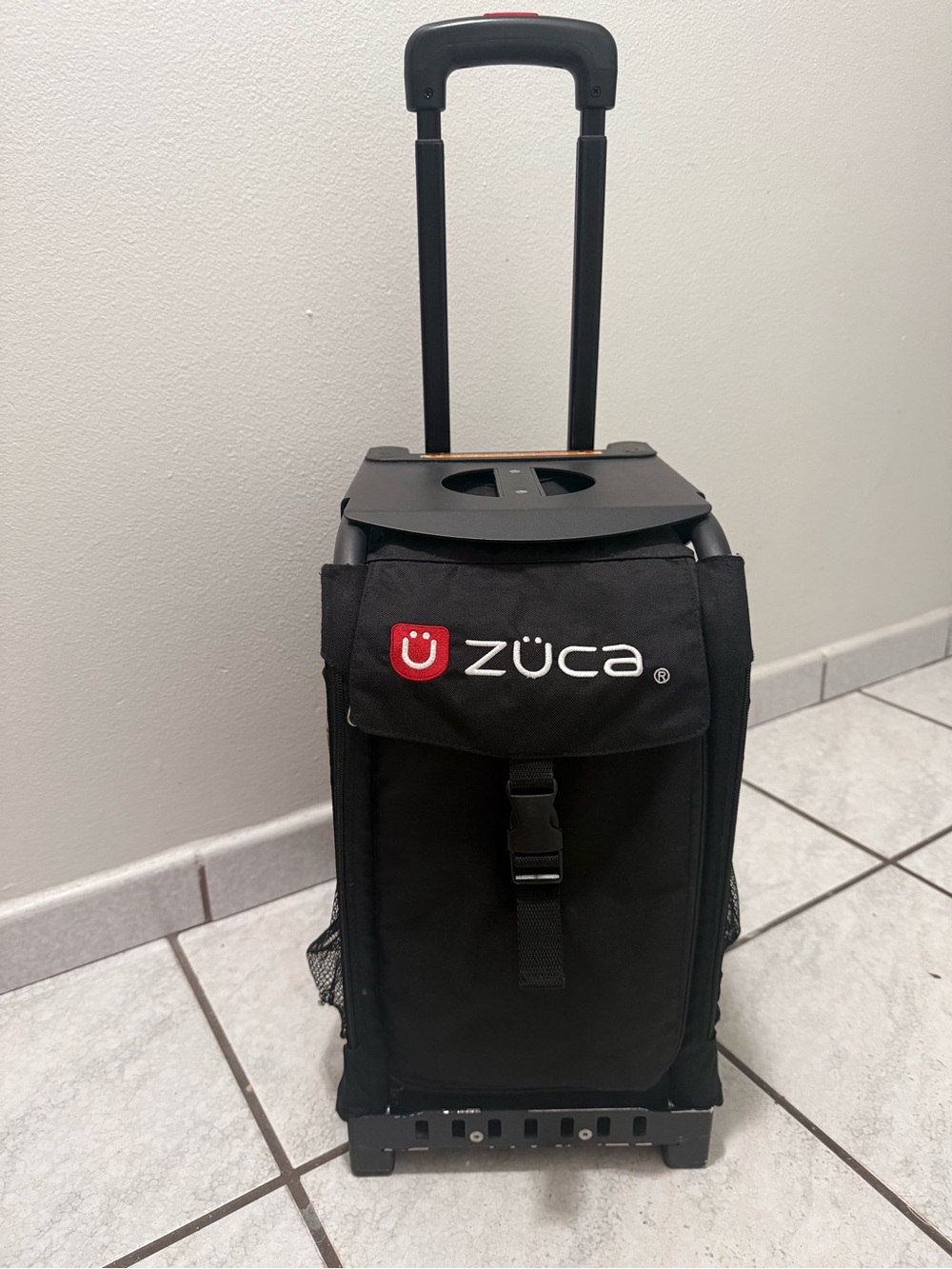 Black Rolling Gear Bag with Telescoping Handle